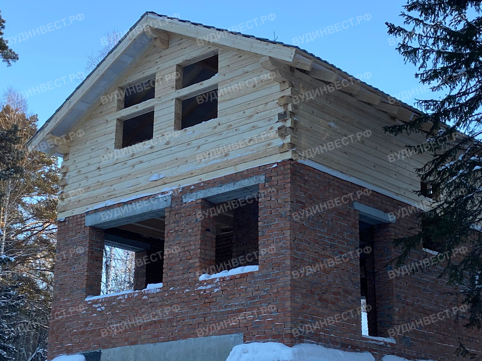 кирпичный дом со вторым этажом из бруса построить в Томске